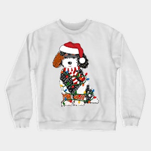 Cute Bernedoodle Wrapped In Christmas Lights Crewneck Sweatshirt